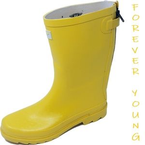 Women's Mid-calf Zippered Rubber Rain Boots, #5414